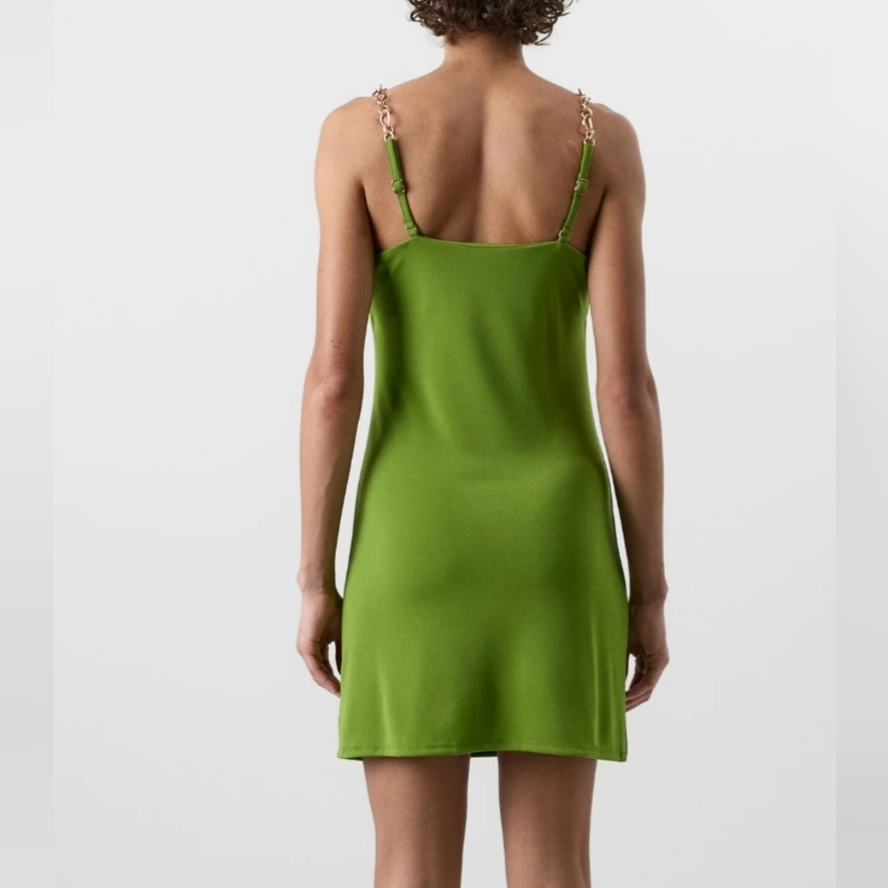 GAP x CULT GAIA Green Chain Strap Slip Mini Dress. Sz L. NWT - Picture 4 of 15